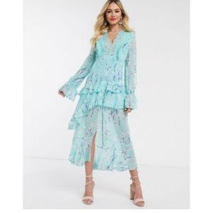 Brand: dark pink tiered midaxi dress